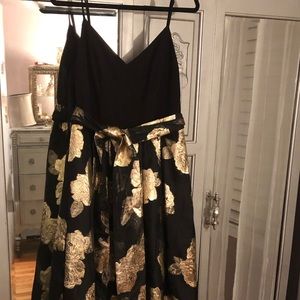 Black and gold flower dress with spaghetti straps